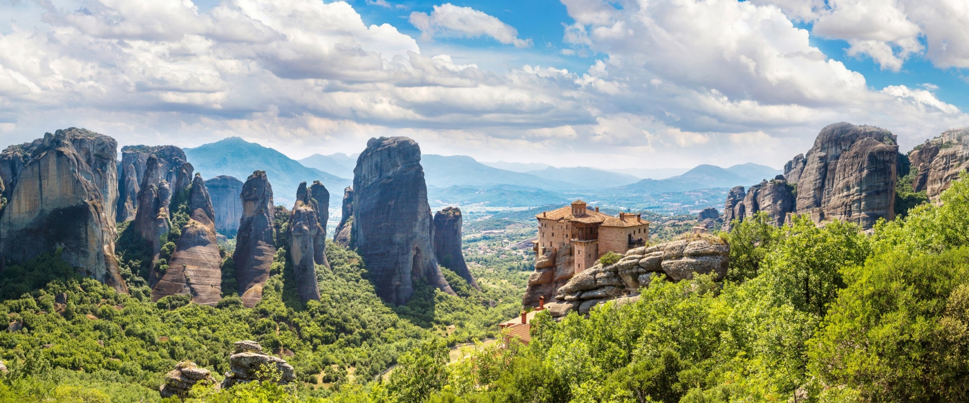 Rocks and monasteries in Meteora, Greece